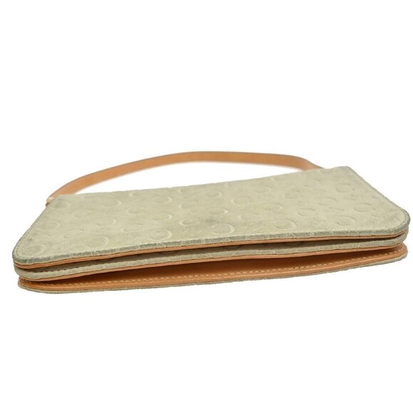 CELINE Logo C Macadam Pattern Mini Shoulder Bag Suede Leather Ivory 69FB850 - Picture 7 of 15